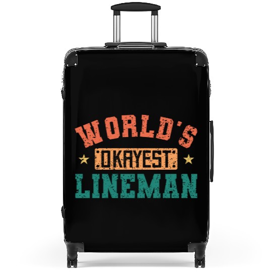 World s Okayest Lineman Vintage Football Lineman Suitcases