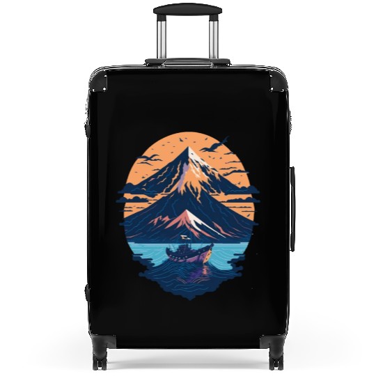 Serene Mount Fuji Sunset Peaceful River Scenery Suitcases