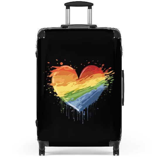 Love Conquers All: LGBTQ+ Rainbow Heart Embracing Suitcases