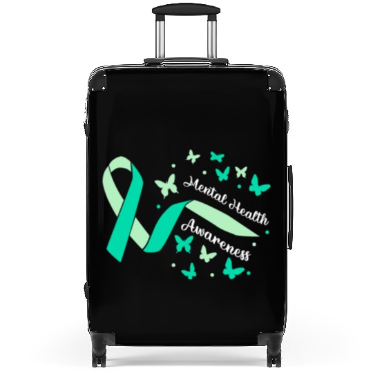 Peace Love Mental Health Awareness Green Suitcases