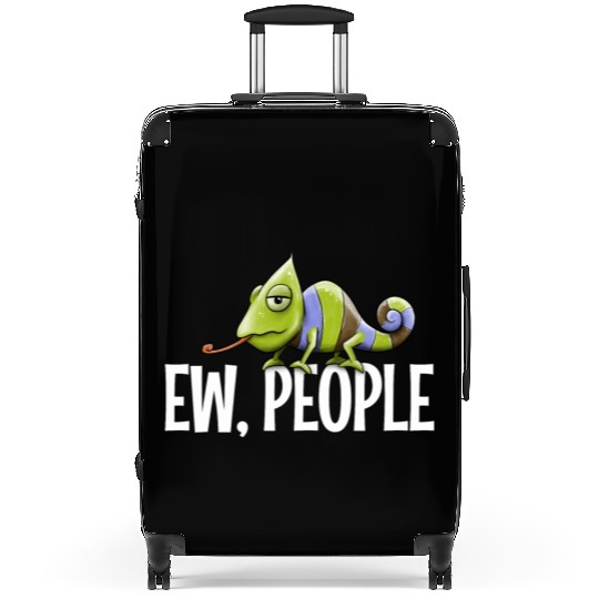 Ew People Grumpy Chameleon Lovers Sarcastic Joke Suitcases