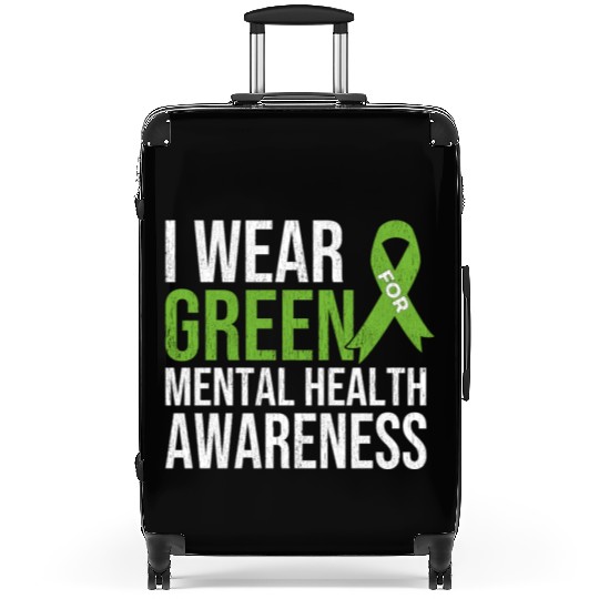 Green Ribbon Mental Health & Depression Awareness Suitcases