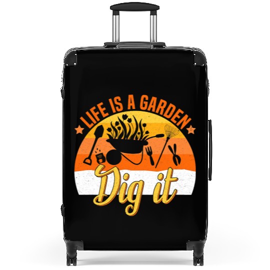 Life is a Garden Dig it Succulent Gardening Grass Suitcases
