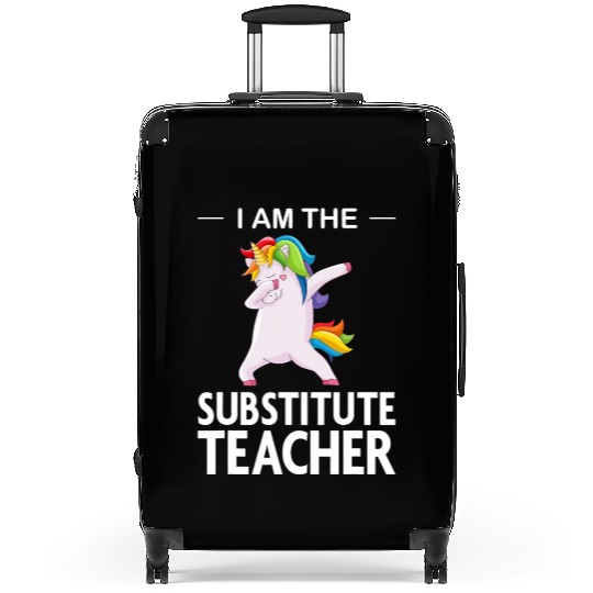 Funny I Am The Substitute Teacher Dabbing Colorful Suitcases