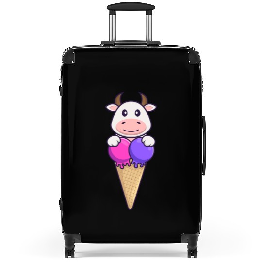 Cute Cow With Sweet Ice Cream Suitcases