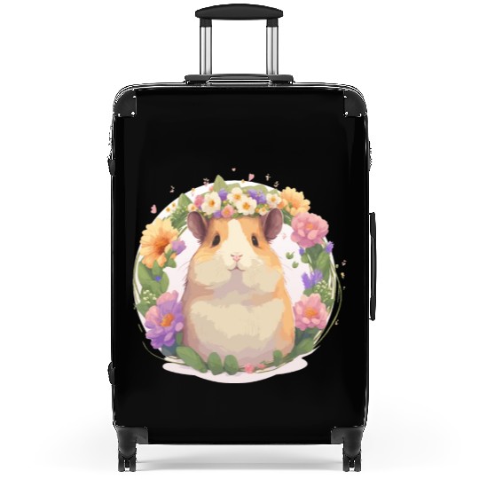 Cute Watercolor Hamster Flower Crown Floral Pet Ro Suitcases
