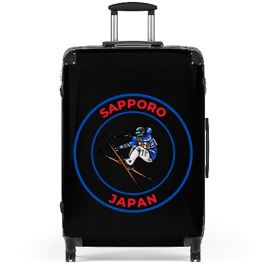 Retro Cool Skiing in Sapporo Japan Suitcases