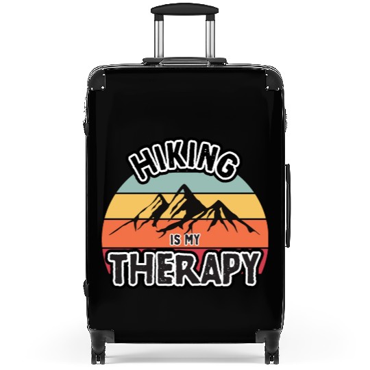 Hiking is my therapy retro color mountains Suitcases