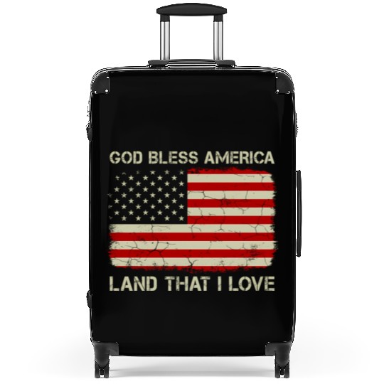 Old American Flag God Bless America Land That I Lo Suitcases