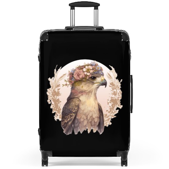 Watercolor Hawk Bird Of Prey Flower Crown Floral B Suitcases