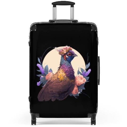 Cute Watercolor Pheasant Bird Flower Crown Pet Bir Suitcases