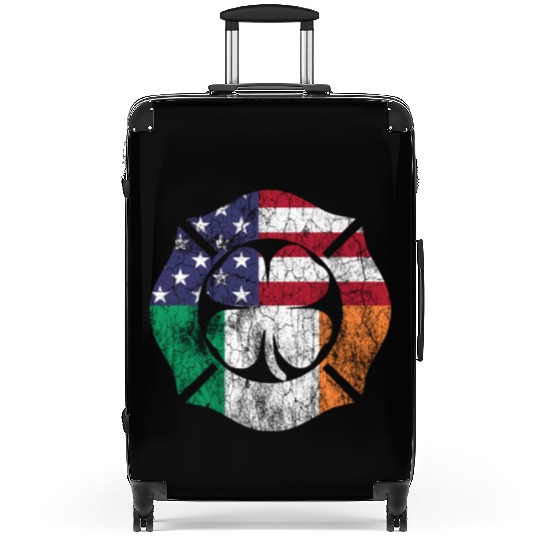 St Patricks Day Firefighter Irish American Flag Suitcases