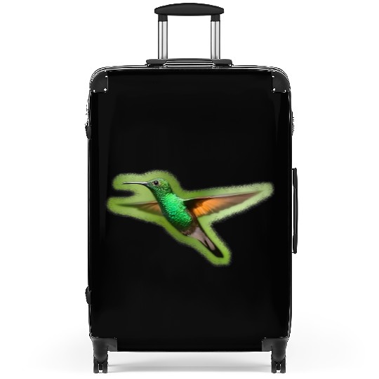 Green Hummingbird Illustration Bird Lover Suitcases