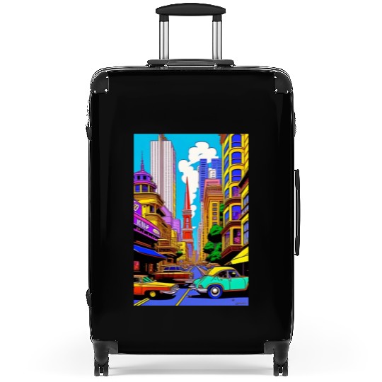 "Maximalist Chaos: chaotic stunning San Francisco Suitcases