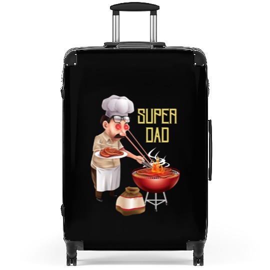 Super Dad Cookout Illustration Super Hero Suitcases