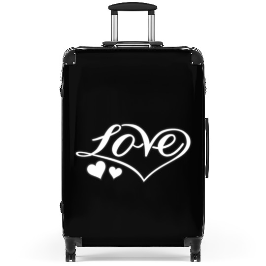 Love Heart White Script Suitcases