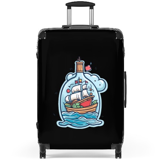Floating Mysteries: Apple and Ship Suitcases