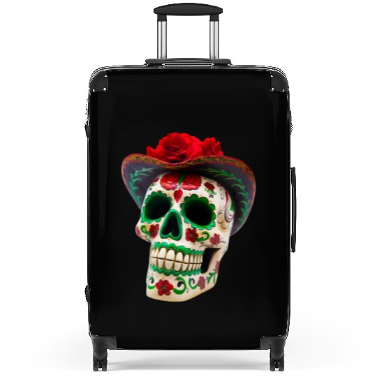 Realistic Floral DOTD Skull Suitcases
