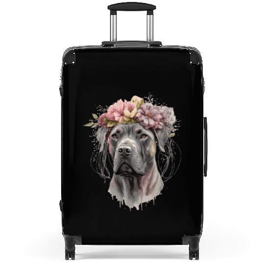 Cute Cane Corso Flower Crown Pet Dog Floral Puppy Suitcases