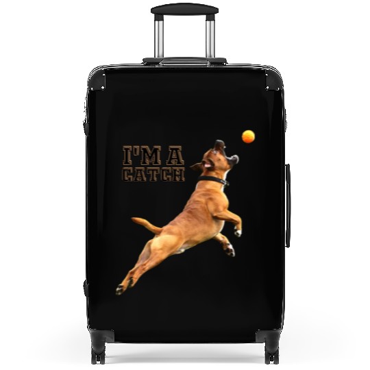 Big Dog Bull Mastiff Catching a Ball, I'm a Catch Suitcases