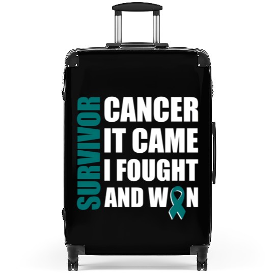 Ovarian Cancer Fight Cancer Ribbon Suitcases