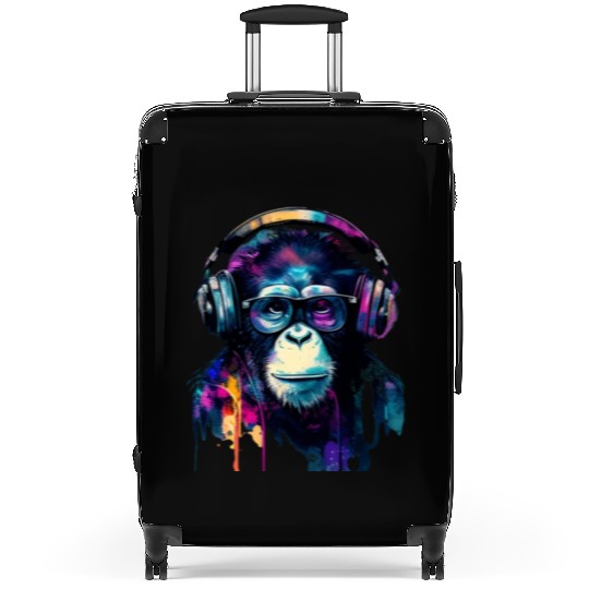 Banksy DJ Monkey with Headphones Suitcases