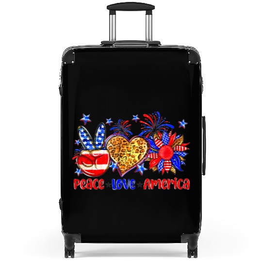 Peace Love America US Flag Fourth Wo 4th Of July P Suitcases