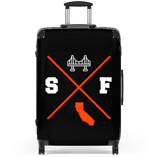 Sf San Francisco California Orange Outline Suitcases