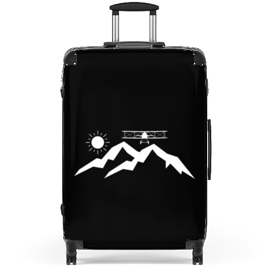 Biplane Mountains Sun Suitcases
