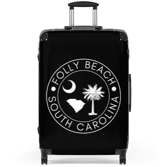 Folly Beach South Carolina Palmetto Map Flag Sc Suitcases