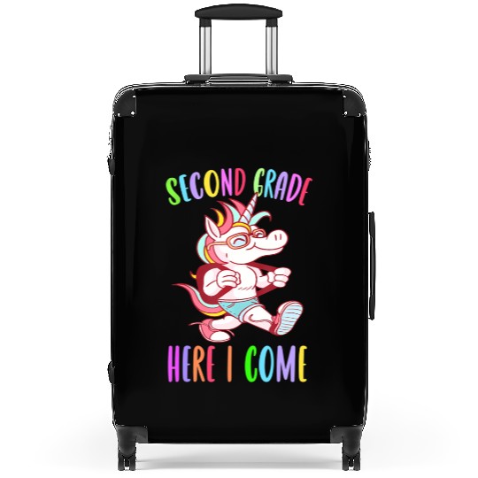 Second Grade Here I Come Unicorn Rainbow Back to S Suitcases
