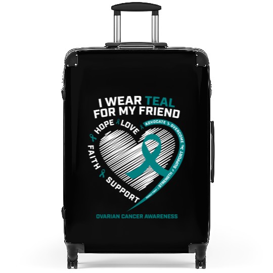 Teal Ribbon Ovarian Cancer Awareness Friend Suitcases