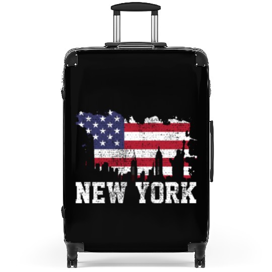 New York City Nyc Skyline Usa Flag America Suitcases