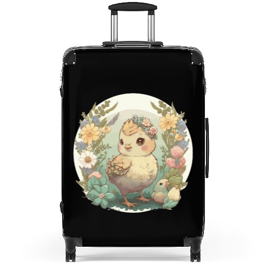 Cottagecore Cute Baby Chicken Kawaii Chick Floral Suitcases