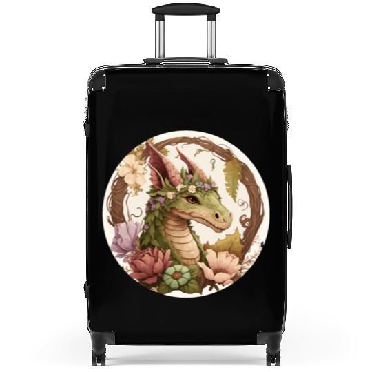 Cottagecore Dragon Cute Fantasy Anime Animal Flowe Suitcases