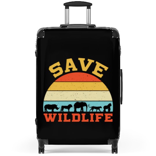Save Wildlife Endangered Rhino Lion Elephant Tiger Suitcases