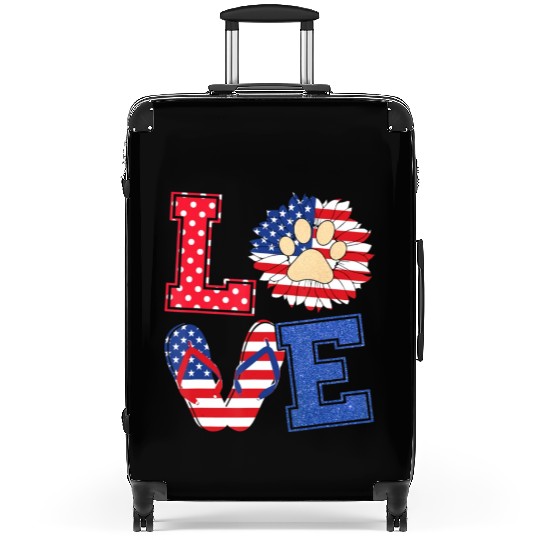 Love Sunflower Dog Lover 4Th Of July Independence Suitcases