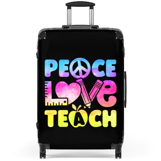 Teacher Peace Love Teach First Day Back To School Suitcases