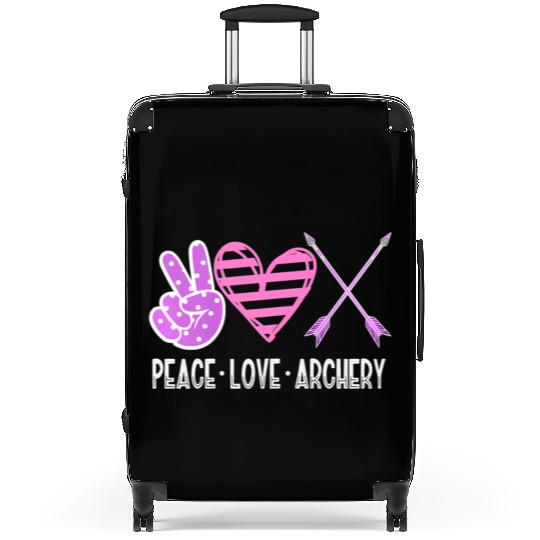 PEACE LOVE ARCHERY Bow & Arrow Shooting n Girls Wo Suitcases