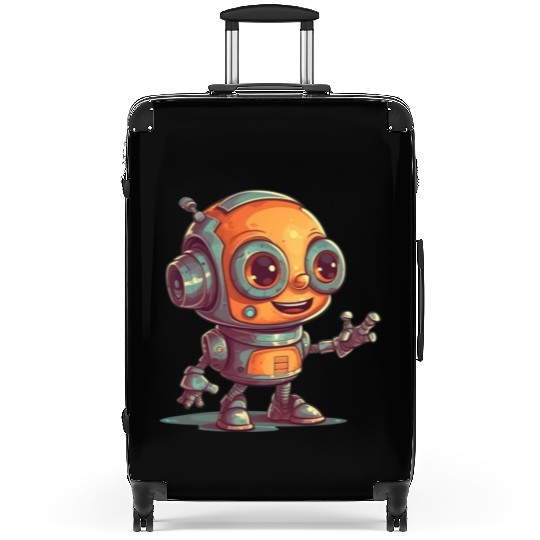 Cute waving robot illustration technology friendly Suitcases