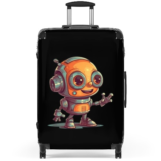 Cute waving robot illustration technology friendly Suitcases