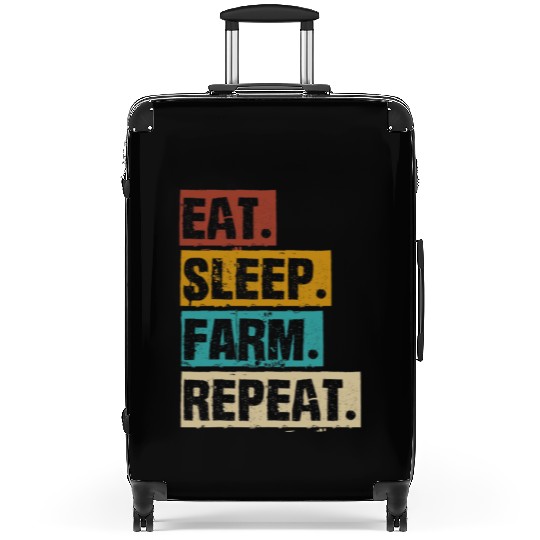 Eat Sleep Farm Repeat Retro Vintage Farmer Farming Suitcases