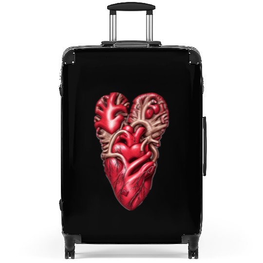 real realistic human heart Suitcases