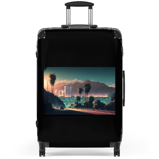 Colorful Hollywood Hills Vibrant Urban Landscape Suitcases