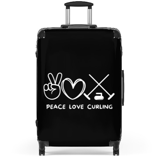 Peace Love Curling Retro Curling Lover Sport Lover Suitcases