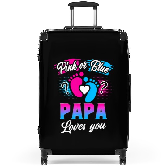 Pink Or Blue Papa Loves You Gender Reveal Baby Suitcases