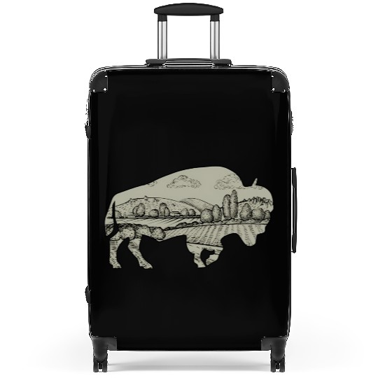 Landscape Buffalo Bison Suitcases