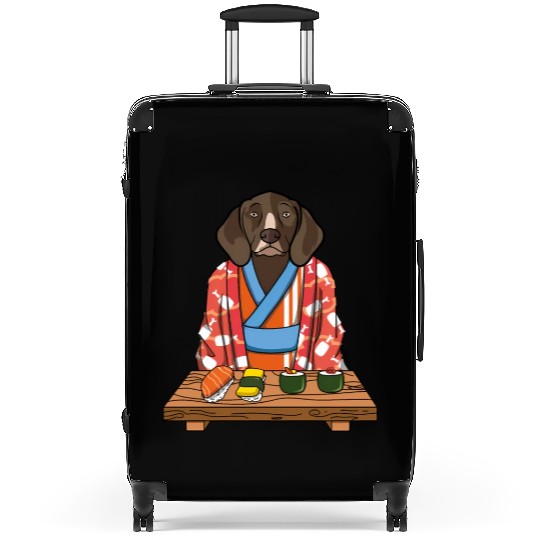 Kawaii Japanese German Shorthaired Pointer Kimono Suitcases