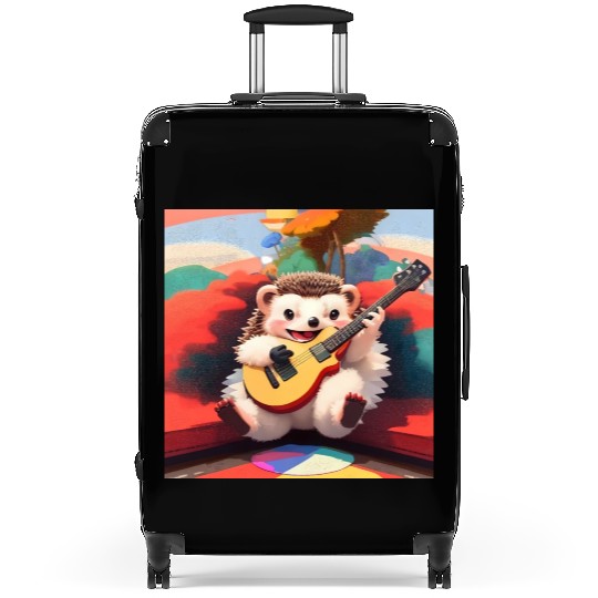 Cute Hedgehog playing Guitar Suitcases