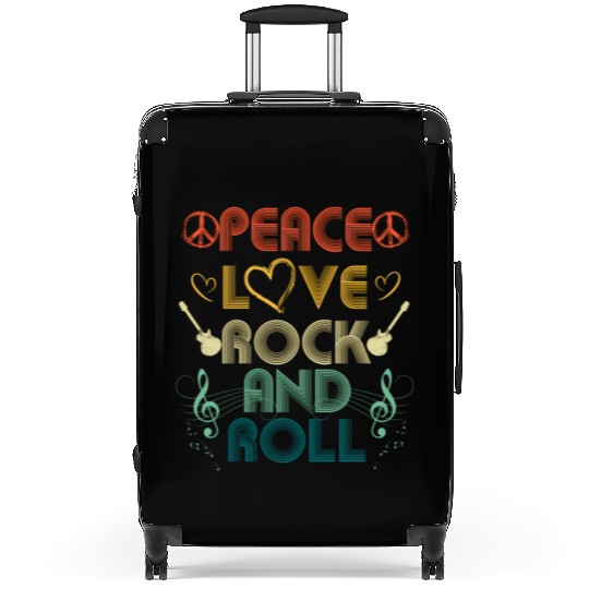 Peace Love Rock And Roll Distressed Rock Concert Suitcases